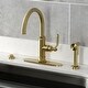 preview thumbnail 3 of 45, Kingston Brass Whitaker Single-Handle Deck Mount Kitchen Faucet with Brass Sprayer