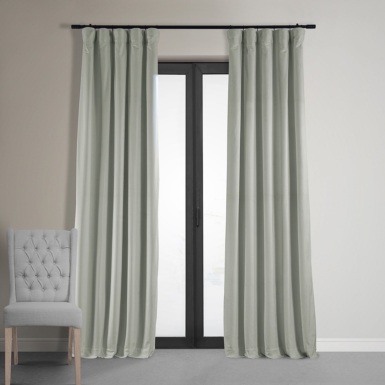 PAIRS OF GREY CRUSHED SOFT VELVET BORDER  EYELET THICK WHITE VOILE NET CURTAINS 