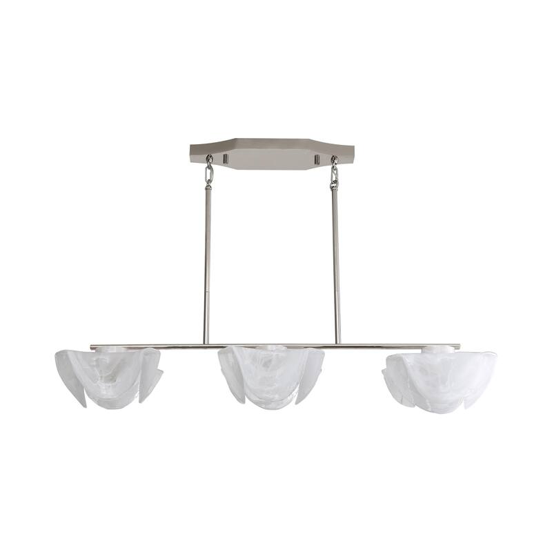 Glacier LED Linear Pendant in Polished Nickel with Icy Glass Shade - Gold