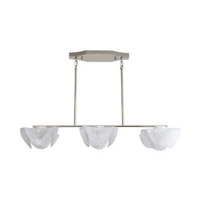 Glacier LED Linear Pendant in Polished Nickel with Icy Glass Shade - Gold