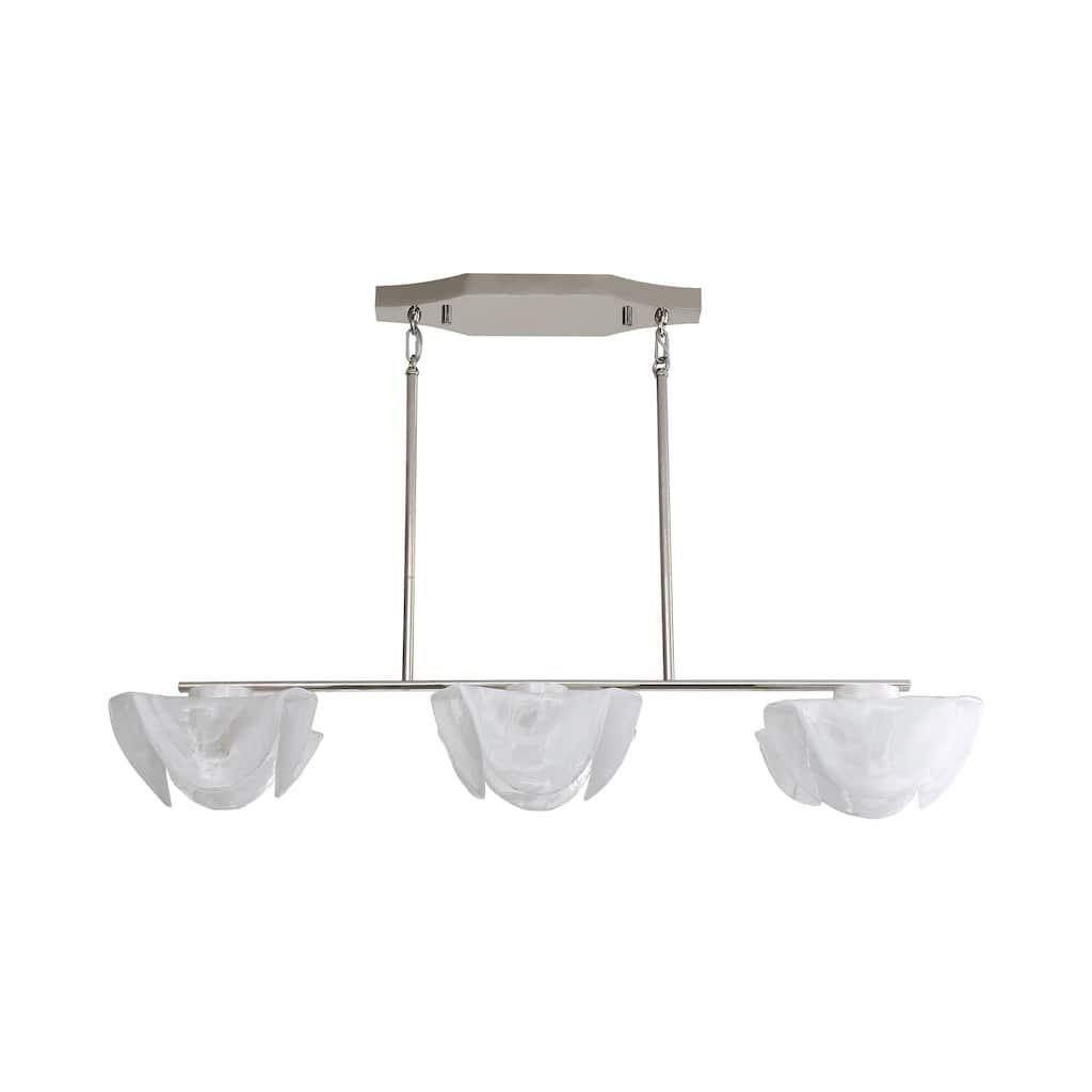 Glacier LED Linear Pendant in Polished Nickel with Icy Glass Shade - Gold