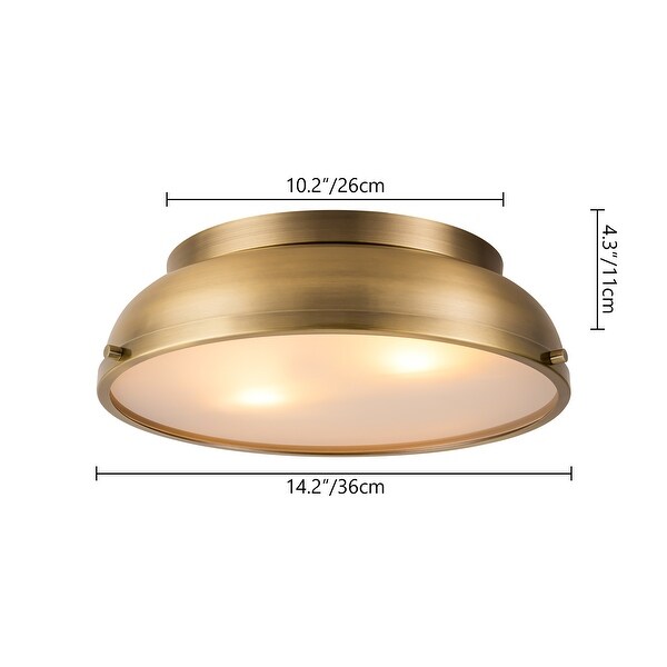 2 Light Mid Century Modern Aged Bronze Frosted Glass Cylinder Drum Dome Flush Mount Ceiling Lights Aged Bronze On Sale Bed Bath Beyond 40705417