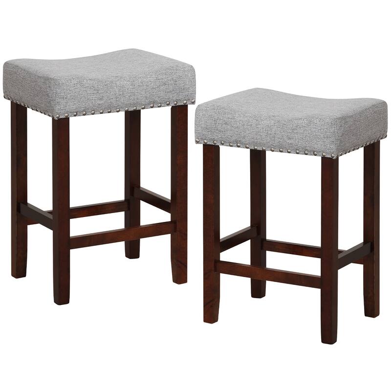 Gymax Set of 4 Bar Stools Counter Height Saddle Kitchen Chairs w/