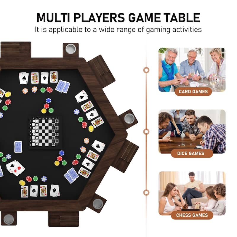 VEIKOUS Multifunctional Rubberwood Game Table, 4-in-1 Board Game Table with Removable Top for Dining, Card Games, Chess