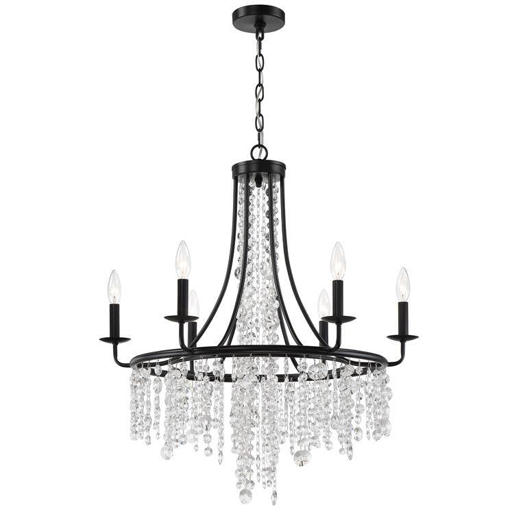 Gabrielle 6 Light Matte Black Chandelier - 28'' W x 30'' H