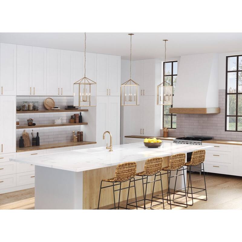 Hillcrest Collection Four-Light Vintage Brass Transitional Hall & Foyer Light - 17 in x 17 in x 29.75 in