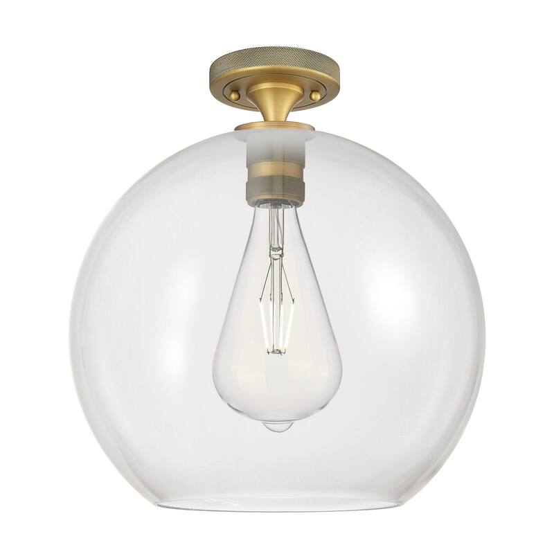 Innovations Lighting Downtown Urban - Crown Point - 1 Light 12" Athens Flush Mount - Clear/Brushed Brass