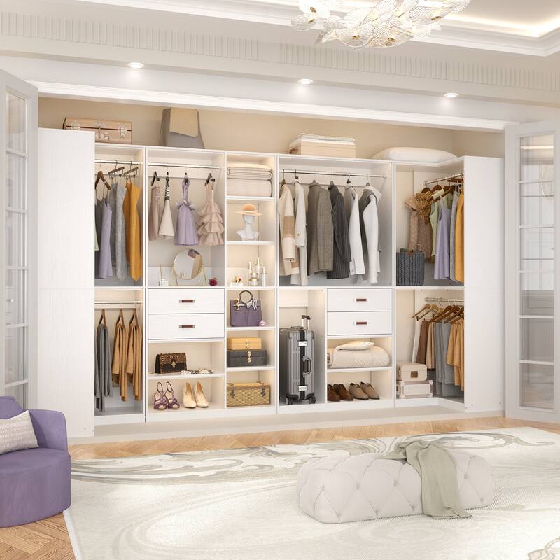 Vryon Set of 2 Corner Closet Organizer, 70.9'' W Closet System with Drawers and Hanging Rods