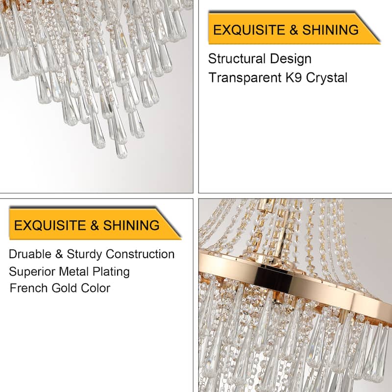 Glam Luxury Gold Crystal Chandeliers Ceiling Lighting for Dining Room ,Island,Hallway