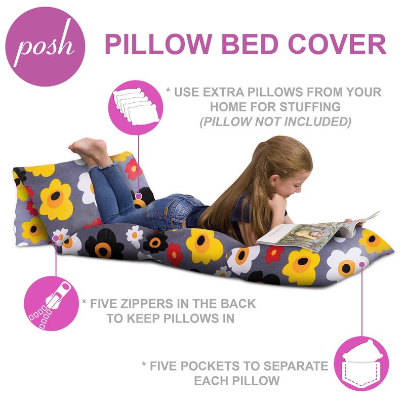 Kids Floor Pillow Cover,Premium Cushion and Lounger Covers for Pillows
