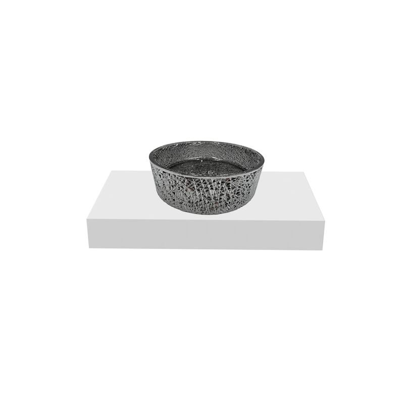 Stadium 16" & 14" Round Decorative Crystal Vessel Sinks With White Base - 30"Countertop - 16"Black