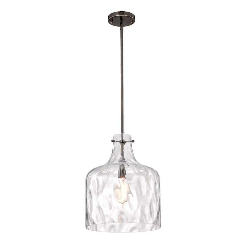 Daelan Pear Black Pendant Light with Dimpled Clear Glass Bell Shade - Pear-Black