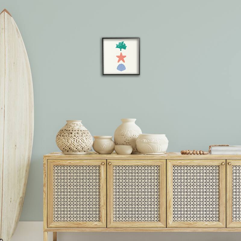 Stupell Coral & Sea Life Minimal Framed Giclee Art Design By Sazerelli Designs