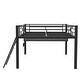 preview thumbnail 14 of 12, Full Size Gaming Mid Loft Bed with desk & LED, Maximized Space, Black