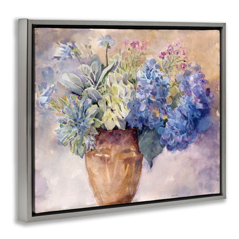 Stupell Purple Hydrangea Painting Framed Floater Canvas Wall Art Design by Evelia Designs