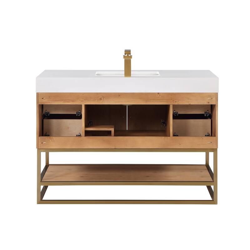 Altair Bianco Bath Vanity with White Composite Stone Top,no Mirror