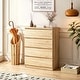 preview thumbnail 11 of 20, 4-Drawer Vanity Desk, Handleless Design, Suitable for Bedroom and Living Room Oak