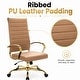 preview thumbnail 54 of 98, Benmar Ribbed Leather Executive High Back Office Chair with Gold Frame, Swivel, Tilt, Lumbar Support