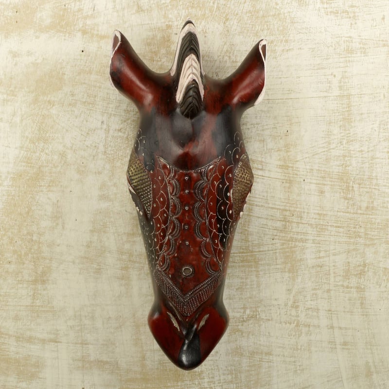 Handmade Zebra Head African wood mask (Ghana)