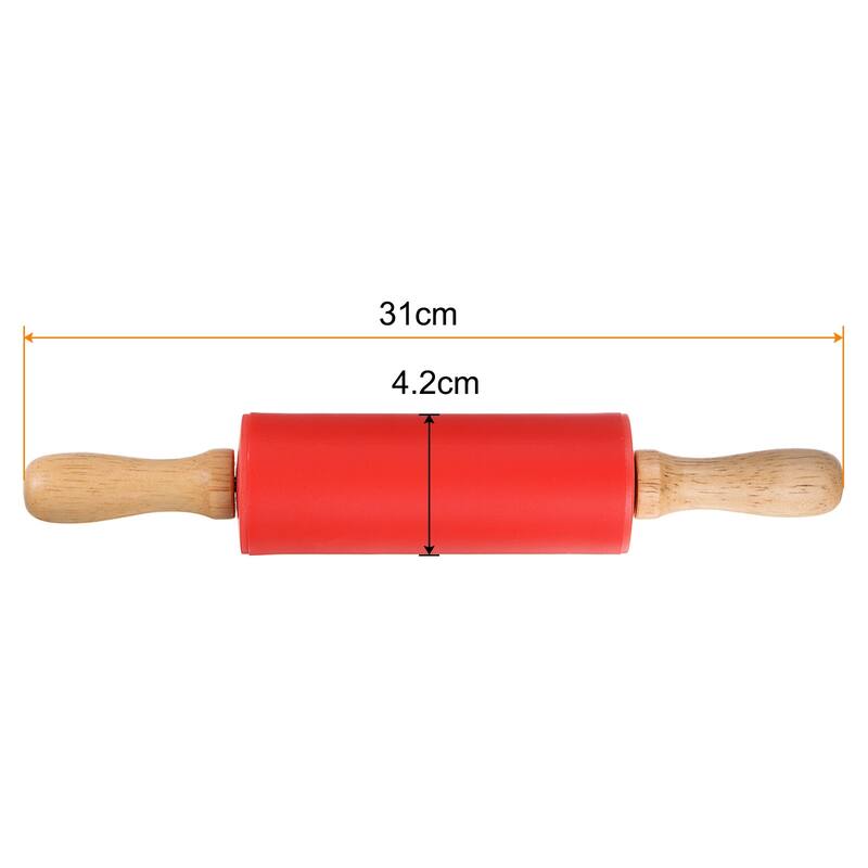 Silicone Rolling Pins for Baking 31cm x 4.2cm Red - Red