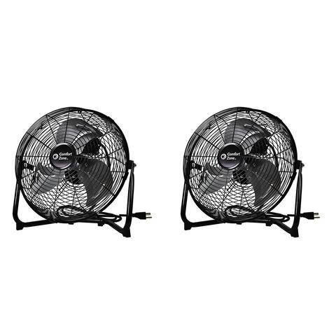Comfort Zone 12" 3 Speed 180-Degree Adjustable Cradle Fan, Black (2 Pack) - 7
