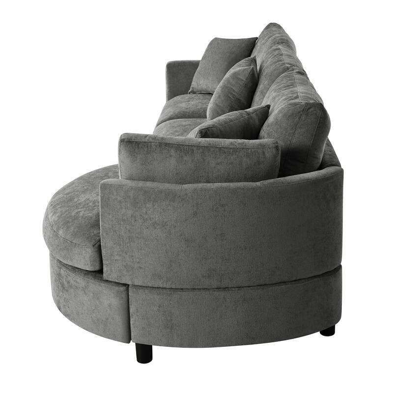 Roomfitters 105" Chenille Fabric 3-Piece Sectional Sofa, Modern Large L-Shaped Couch with Rounded Chaise for Living Room