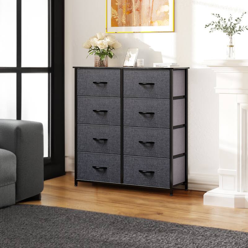 Modern 8-drawer Bedroom Dresser Storage Tower - Black
