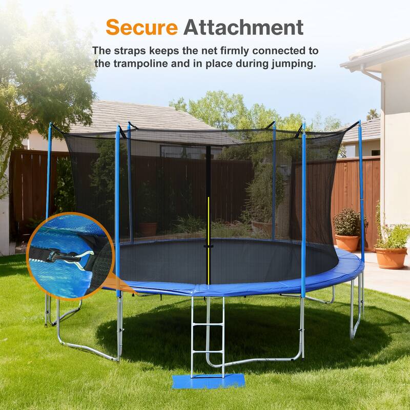 Aoodor Outdoor Trampoline Replacement Net with Zipper, Buckle, String