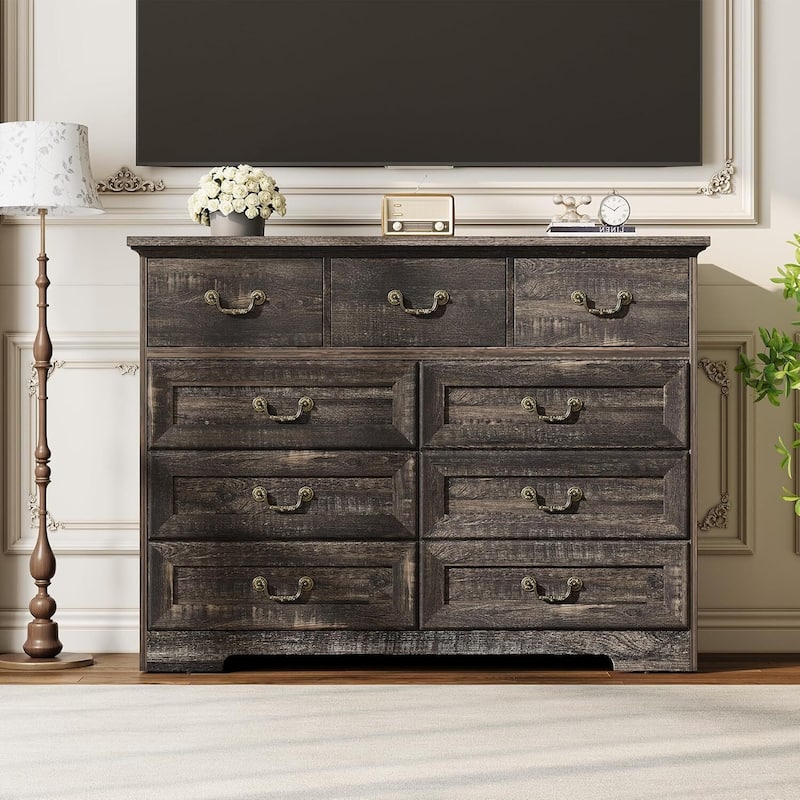 Vintage 9 Drawer Dresser for Bedroom Living Room