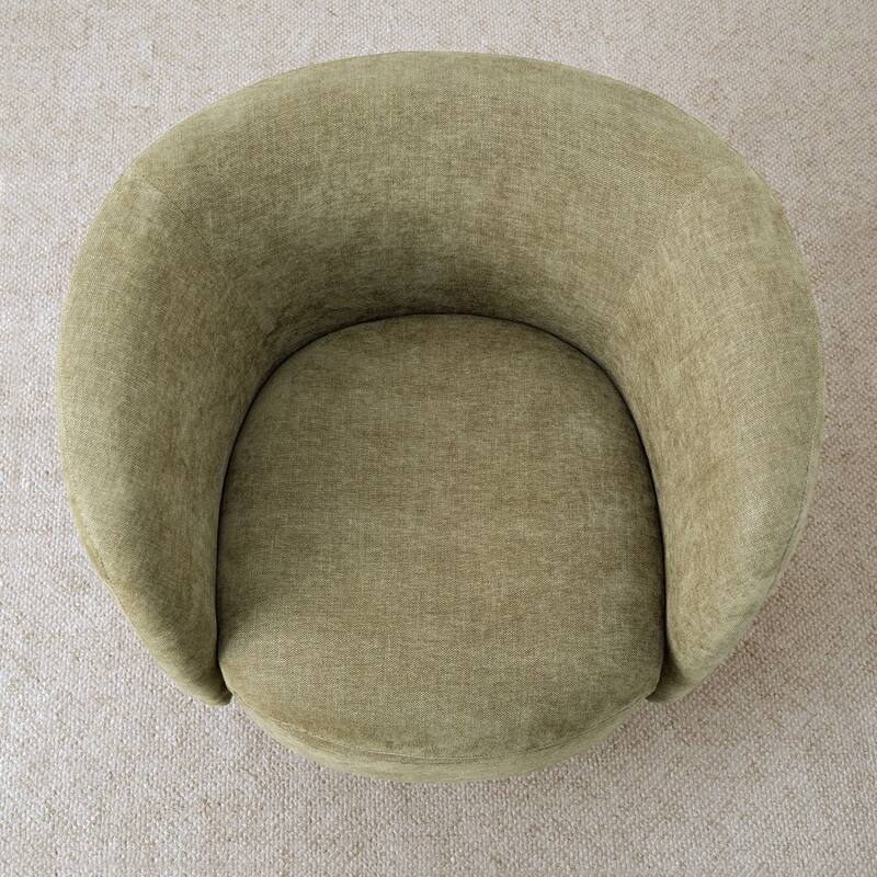 Modern Upholstered Swivel Barrel Accent Chair with Curved Back