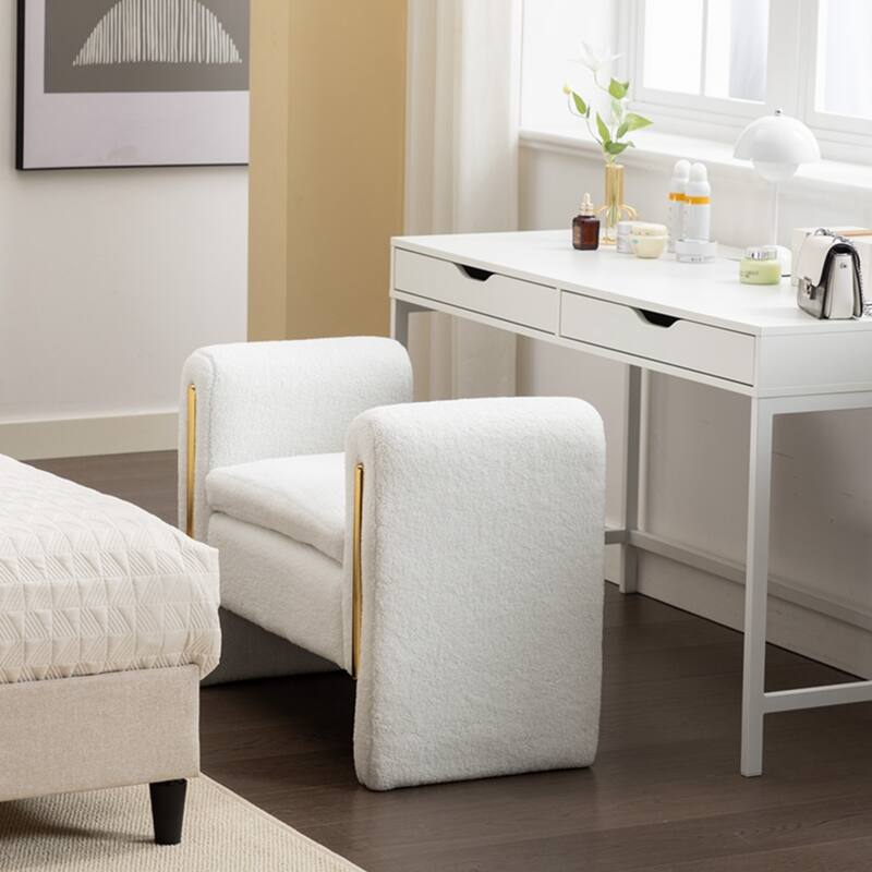 Single Bench Shoe Bench - Ivory/Teddy