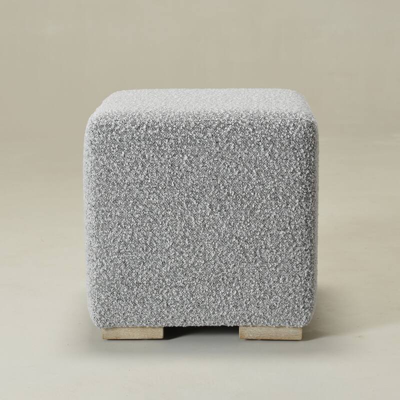 KINWELL 18.5" W Square Boucle Upholstered Ottoman Entryway Footstool