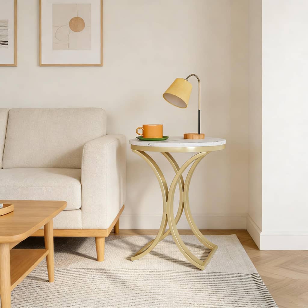 Versatile Design Sofa Side Table, Chic Round End Table, Narrow Coffee Table