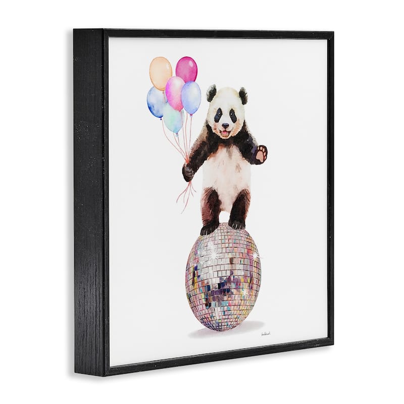Stupell Panda & Balloons Disco Framed Giclee Art Design By Amanda Greenwood