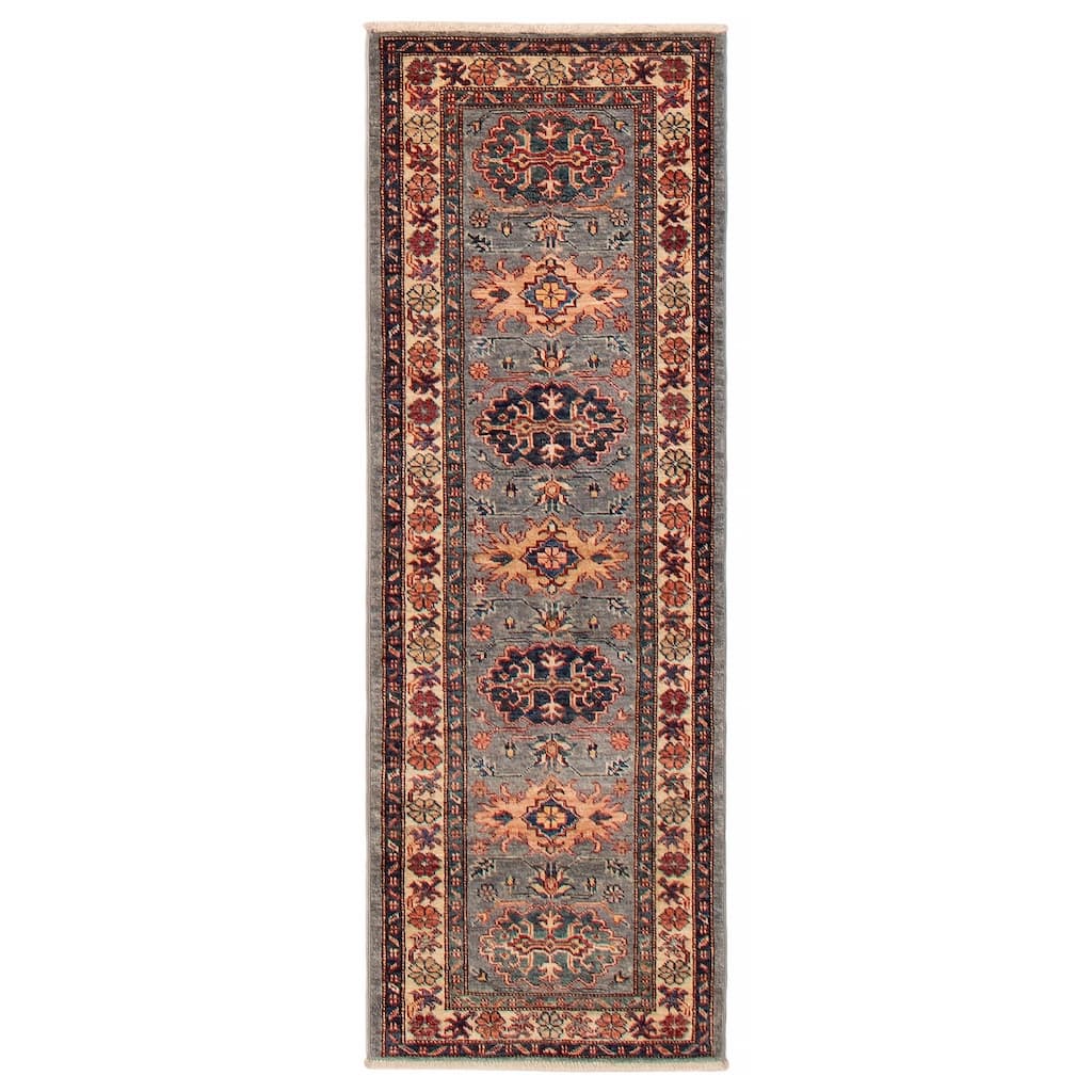 ECARPETGALLERY Hand-knotted Aryana Grey Wool Rug - 2'1 x 5'10