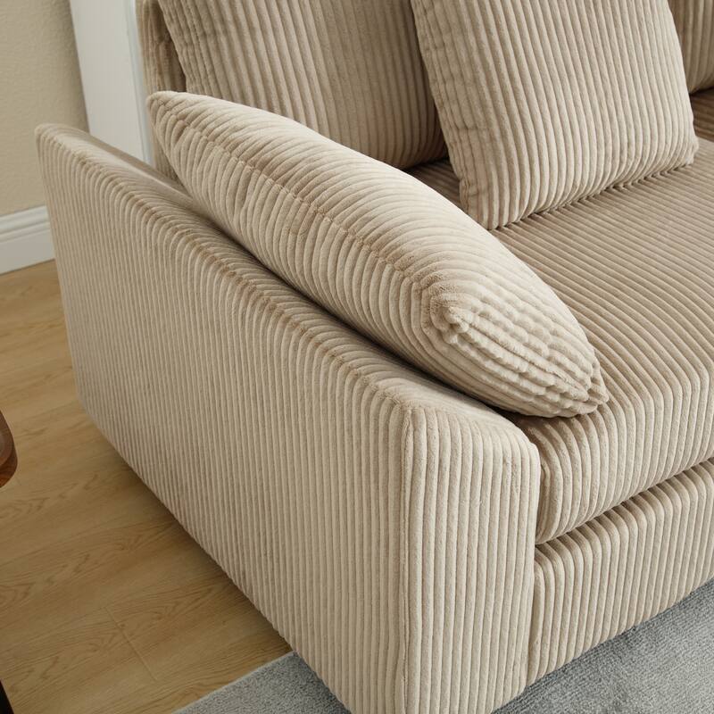 146" Fabric U-Shape Modular Sectional Sofa with Deep Seats and 7 Pillows (5-Seater)