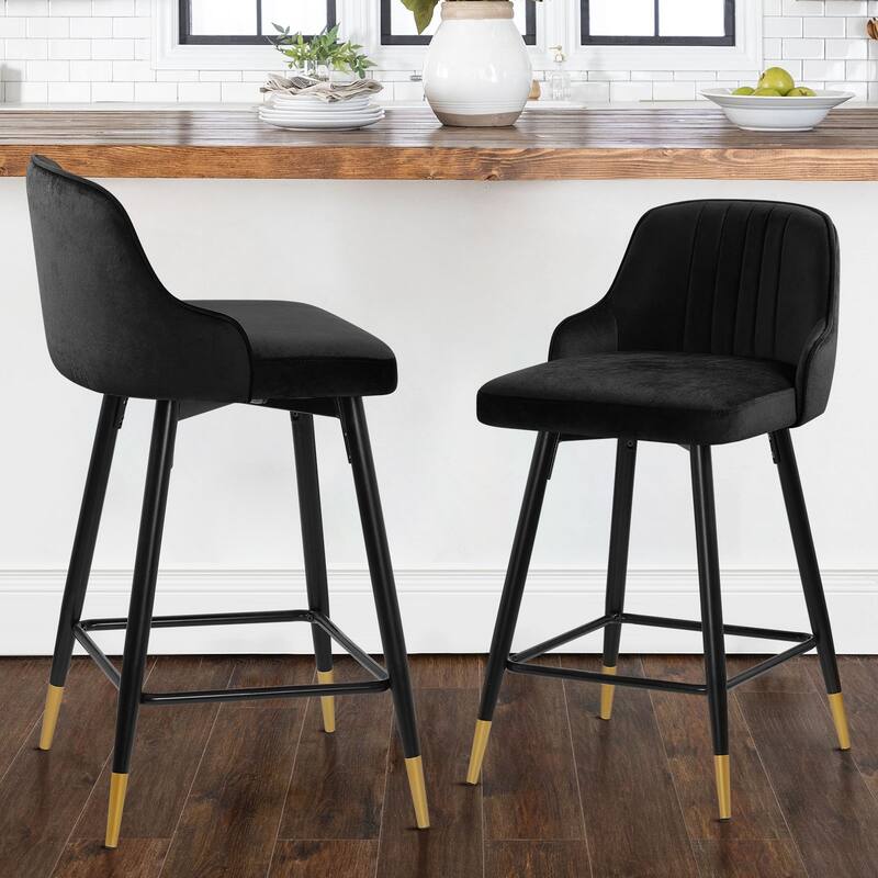 Modern Velvet Upholstered Swivel Counter/ Bar Stools Set of 2/4