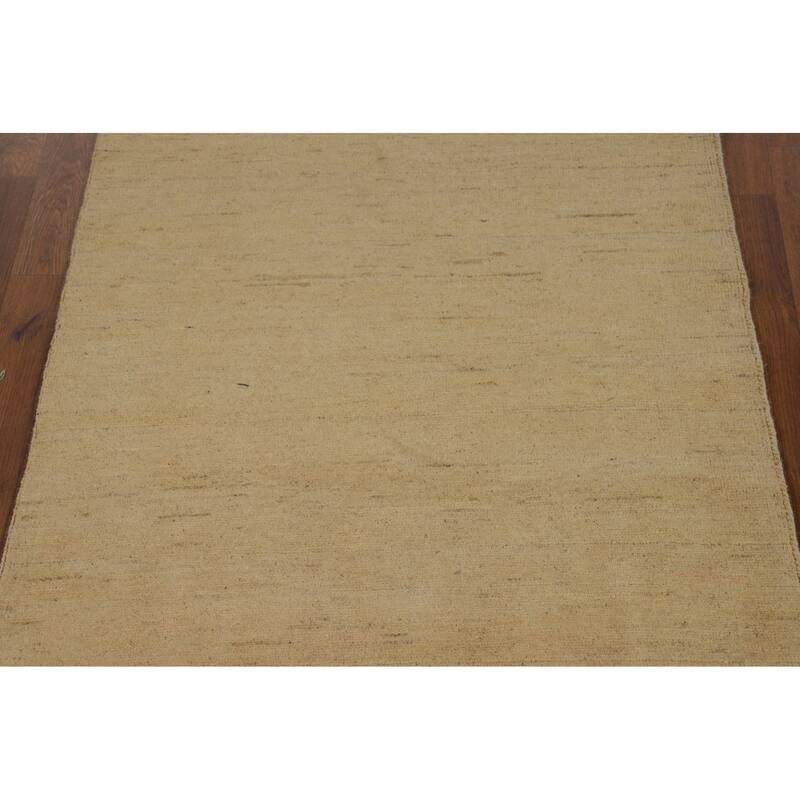 Beige Yellow Gabbeh Oriental Foyer Rug Handmade Wool Carpet - 3'1"x 6'4"