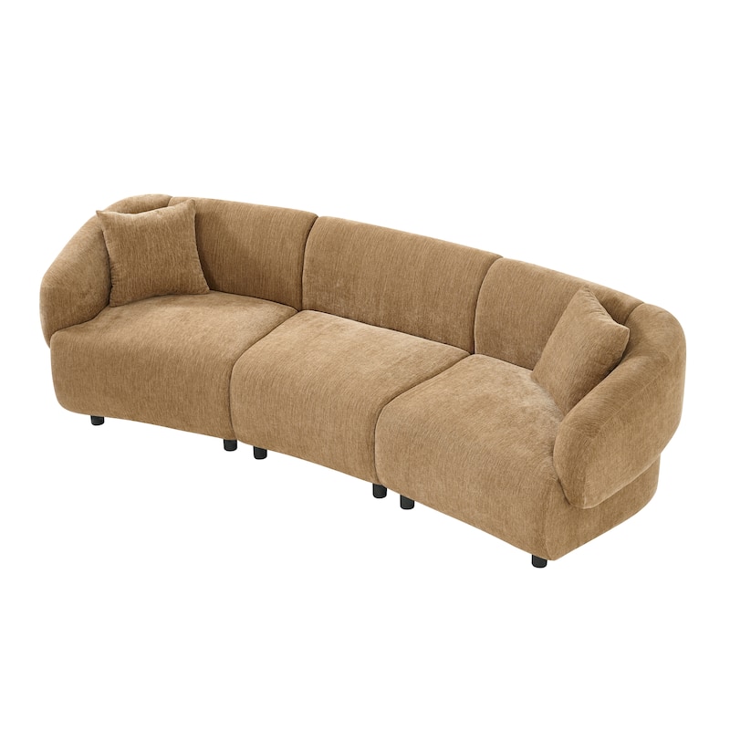 Christopher Knight Home - Hulk Curved Boucle 3-Seat Sofa with Sturdy Wooden Frame