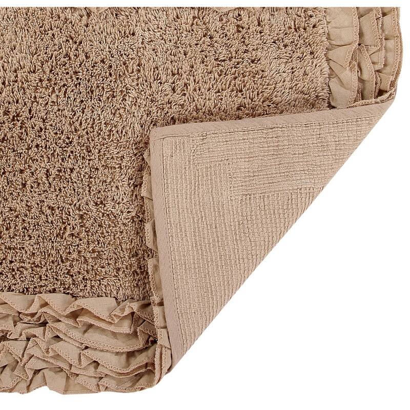 Better Trends Shaggy Border Collection Bathroom Rug -100% Cotton Tufted, Non-Skid Spray Latex Backing, Machine Washable Bath Mat