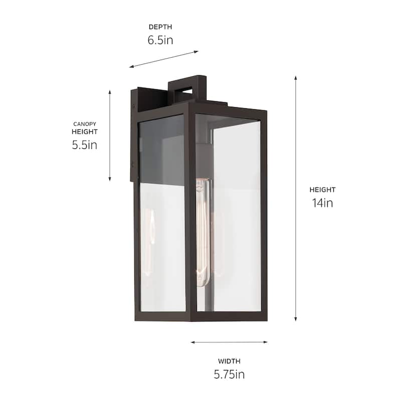Kichler Lighting Branner 14 in. 1-Light Outdoor Wall Sconce