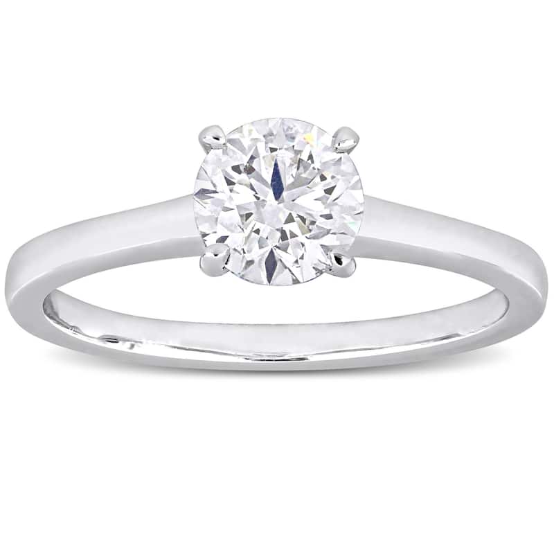 Miadora 1ct TDW Round-cut Certified Diamond Solitaire Engagement Ring in Platinum (GIA)