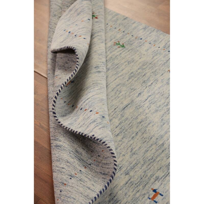 Tribal Gabbeh Area Rug Hand-Knotted Beige Modern Wool Carpet - 3'11" x 5'10"