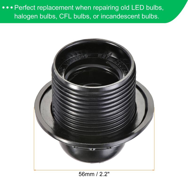 Bulb Holder E26/E27 4A Threaded Rotatable Loop Screw Base Lamp Socket - Black