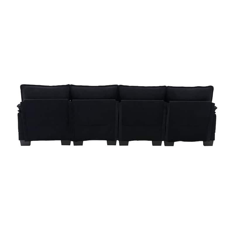 Symmetrical Chenille Upholstered Sectional Sofa U-shaped Cloud Couch with Double Chaise, Side Pockets and Double-layer Cushions