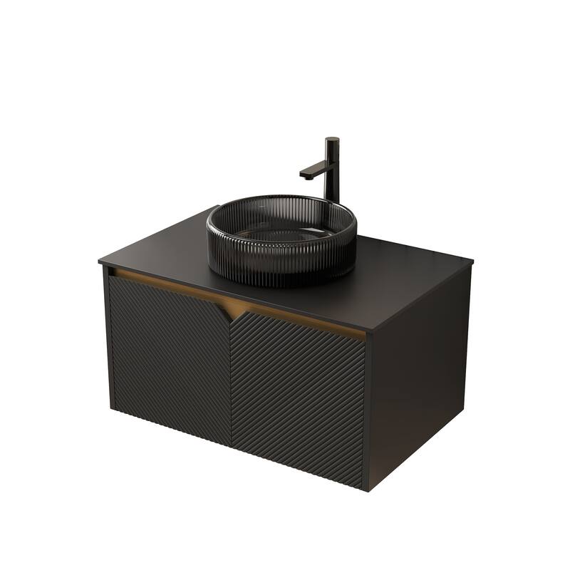 30" Bathroom Vanity with Vessel Sink, Wall-Mounted Floating Storage Cabinet with Double Doors