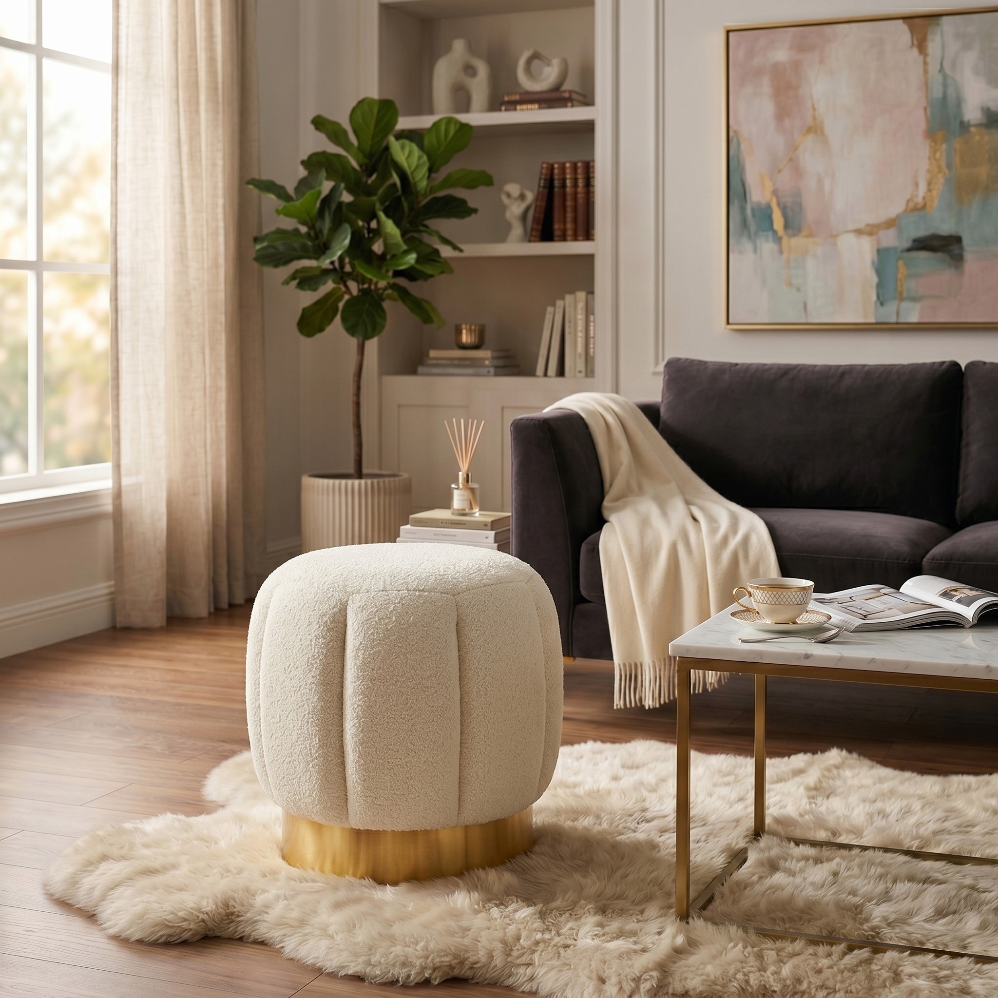 SAFAVIEH Couture Altje Channel Tufted Ottoman