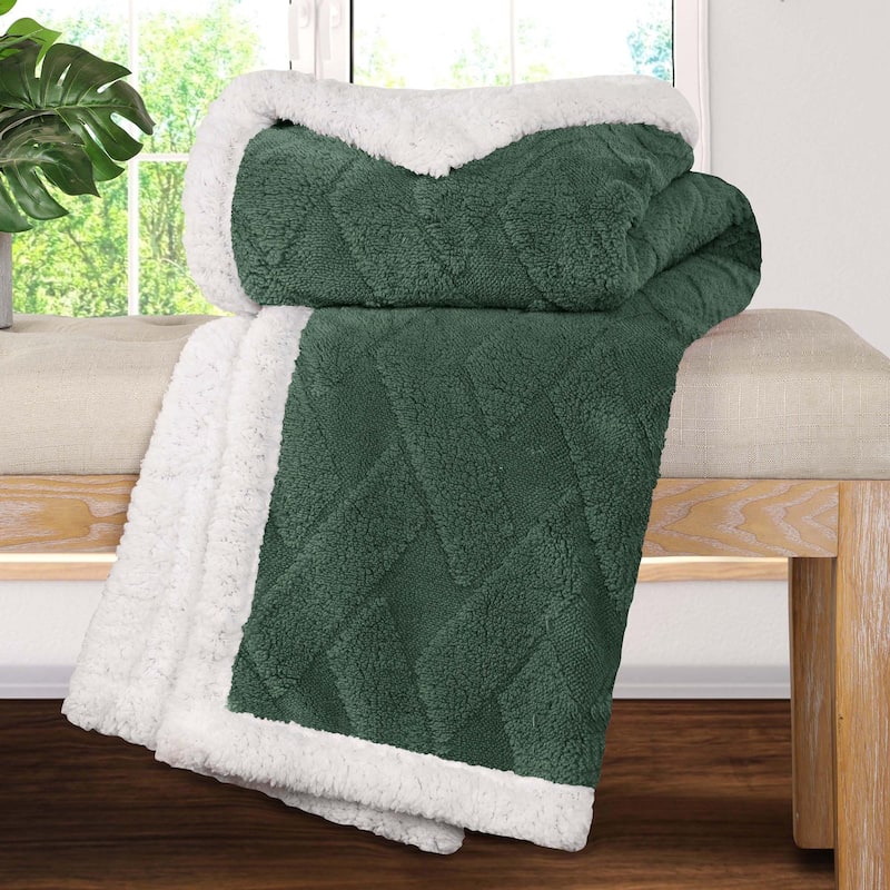 Superior Nuuk Jacquard Lattice Fluffy Sherpa Fleece Blanket