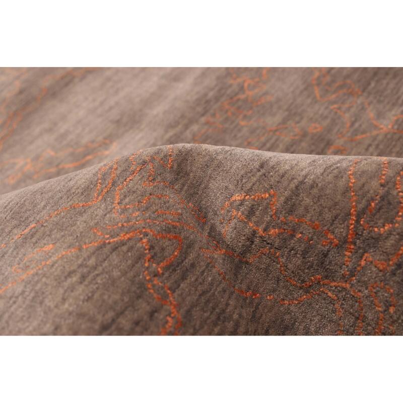 ECARPETGALLERY Hand Loomed Loreto Grey Viscose, Wool Rug - 5'4 x 7'7