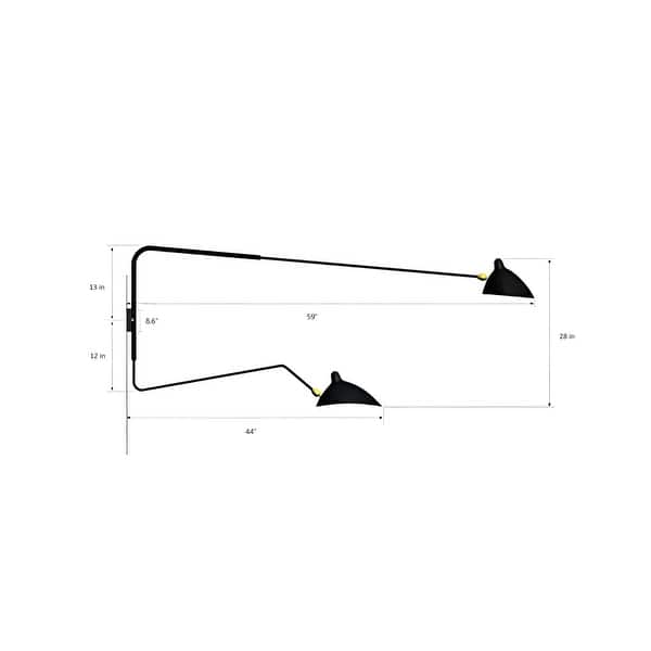 Minimalist 2-Lights Swinging Arm Wall Lighting, Adjustable Black Wall Reading Office Lights